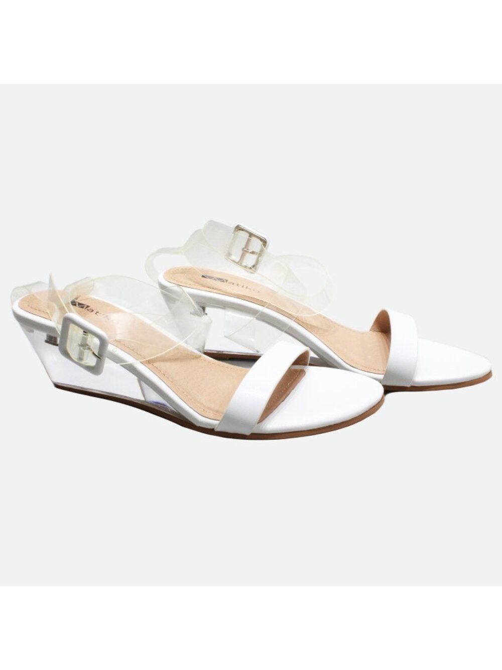 Matiko Heely 2" Clear Wedge Sandal White Clear Straps Size 35 US 5